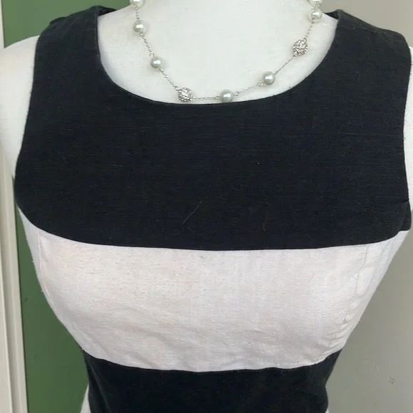 Vintage 80s Black and White Striped Mini Dress - Picture 3 of 8